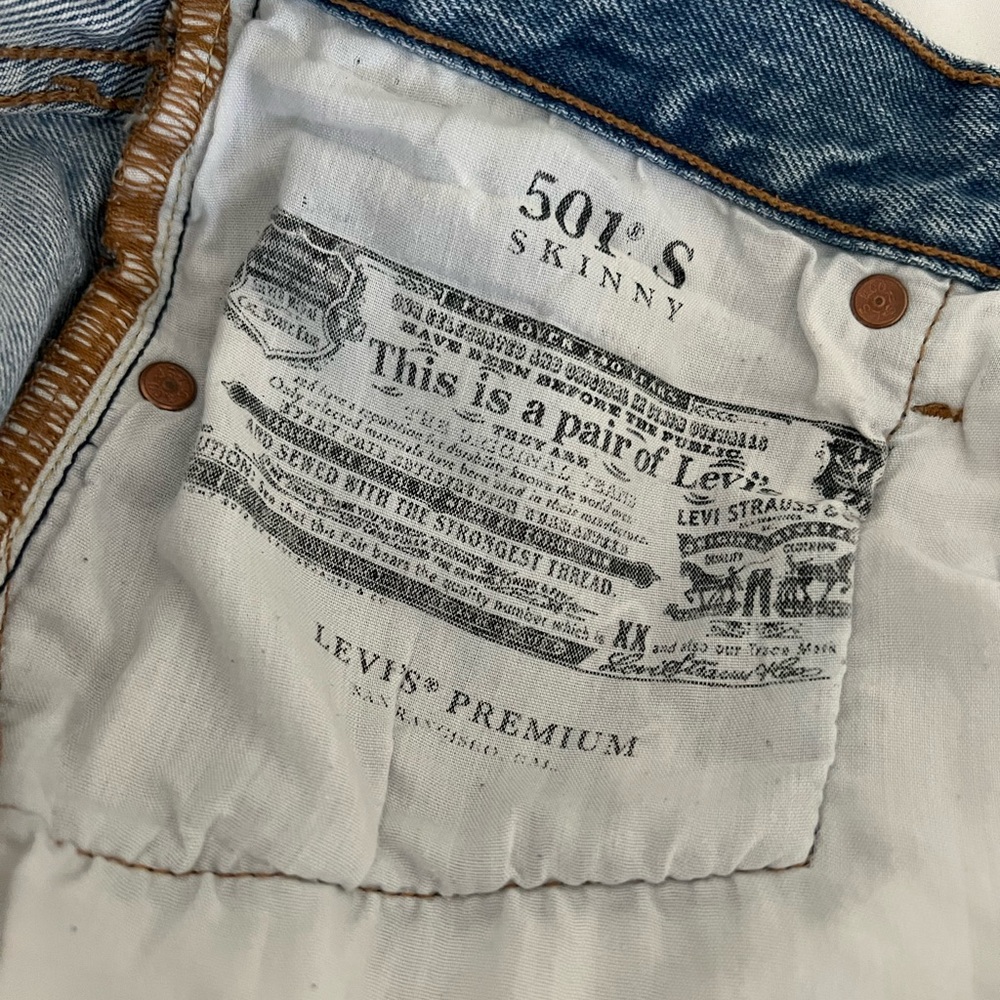 Levis 501S skinny red tag distressed button fly jeans - Picture 3 of 6